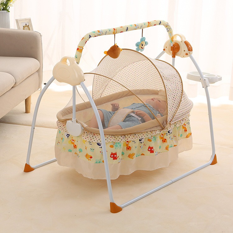 Source Factory Electric Cradle Bed Baby Crib Intelligent Automatic Baby Rocking Bed Flat Rocking Bed Maternal and Infant Products Wholesale