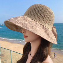 2024新款防晒女士夏季可折叠海边出游沙滩帽子户外遮阳大檐渔夫帽