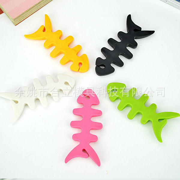 批发线束整理创意小礼品鱼骨头绕线器固线器卡通鱼刺卷线器理线器
