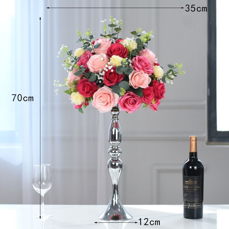 로즈 레드 실버 꽃 그릇