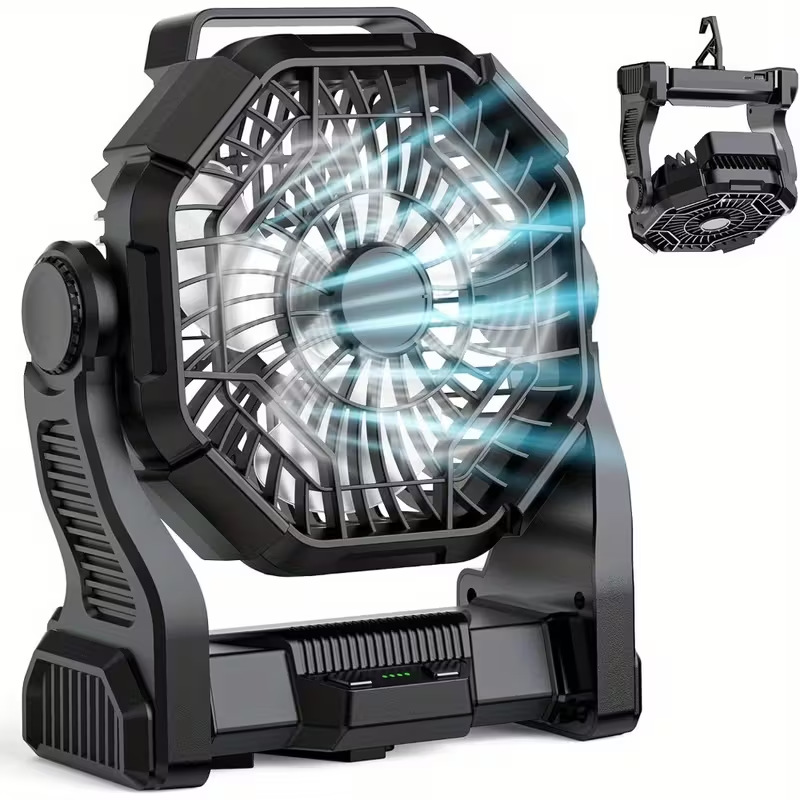 Ventilador Portátil de Camping 20000 mAh Recargable con Iluminación LED para Camping image 1