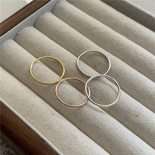 Manufacturer Wholesale S925 Sterling Silver Aperture Ring for Women 1.2Mm1Mm Thin Ring Fashion Strip Ring Finger Joint Ring