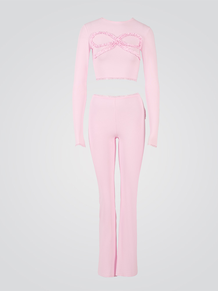 Dames set met high waist flare legging en cropped top_voghion.com