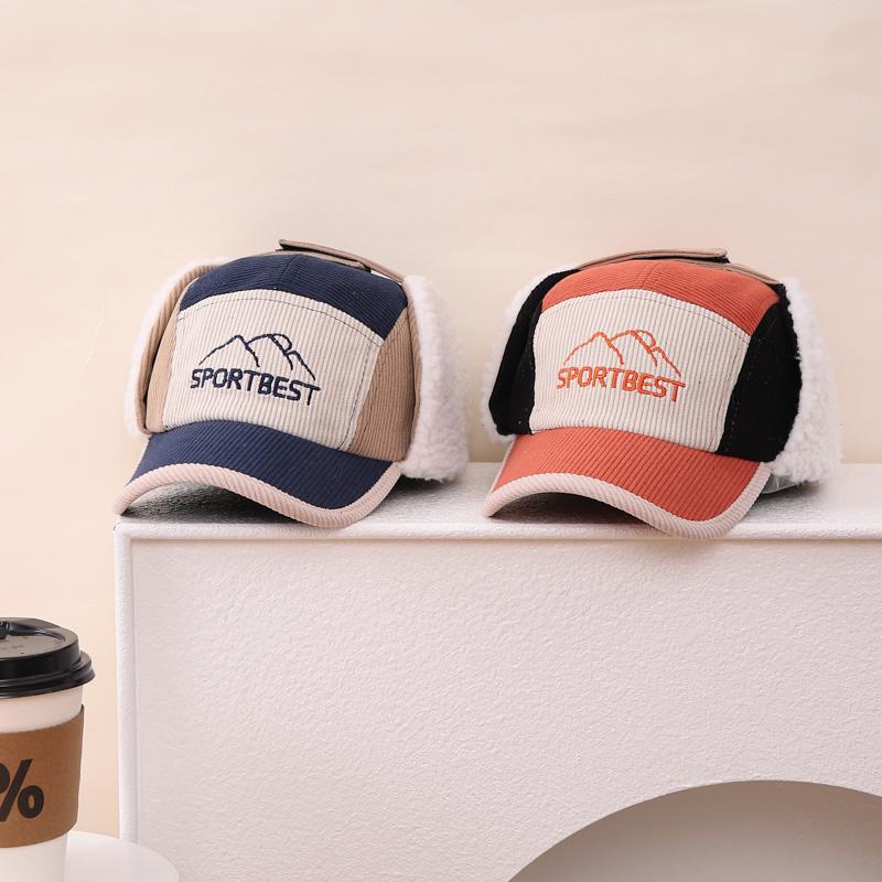 2024 invierno nuevo sombrero de béisbol de protección de oídos para niños montañistas gruesos calientes para niños rayos marea gorra