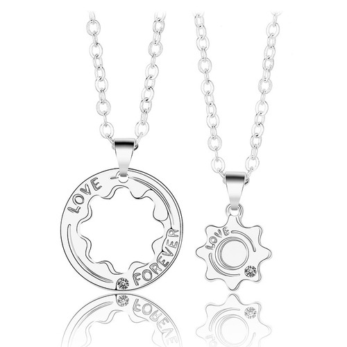 Cross-border new couple necklace pair simple and fashionable men and women clavicle chain splicing gear Valentine's Day necklace