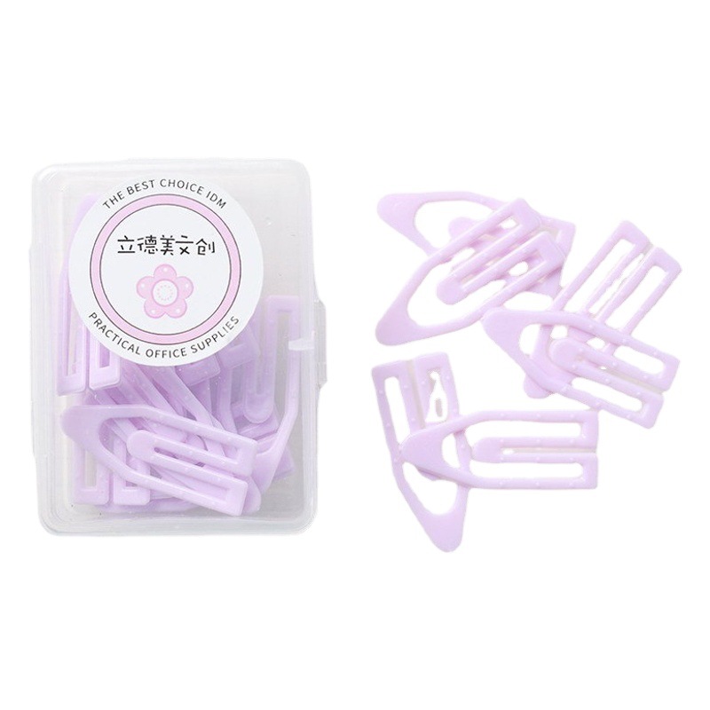 Macaron color barco clip de papel pequeño fresco creativo en caja grande tamaño pequeño clip de papel metal vinculante suministros de oficina