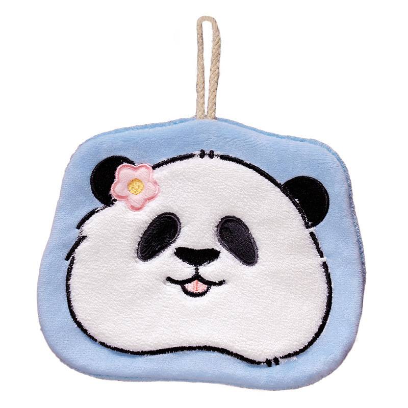 Panda lindos toallas de lana de coral siete niños flores colgantes toallas pequeñas súper absorbentes de agua secado rápido toallas cuadradas para niños