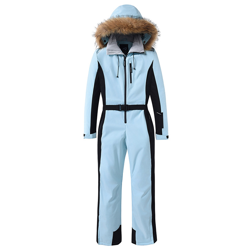 Combinaison de ski femme coupe slim – Combinaison de snowboard une pièce imperméable et coupe-vent | Vêtements de ski d'hiver à isolation thermique et poignets réglables_voghion.com