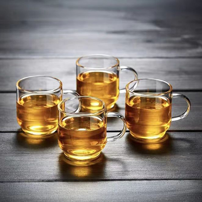 定制透明玻璃小茶杯新品耐热功夫茶具泡茶杯子高硼硅带把手品茗杯|undefined