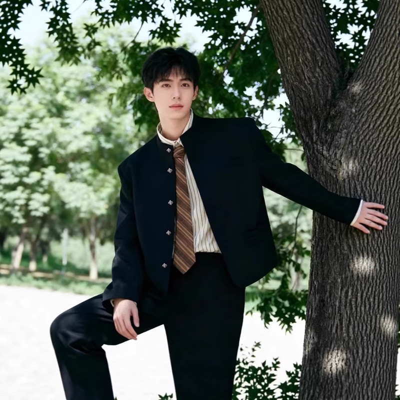 New Chinese-Style Stand-Collar Jacket, Traditional Chinese Style Tang Suit, Engagement and Wedding Men's Casual Handsome Style Suit Jacket, Zhongshan Suit