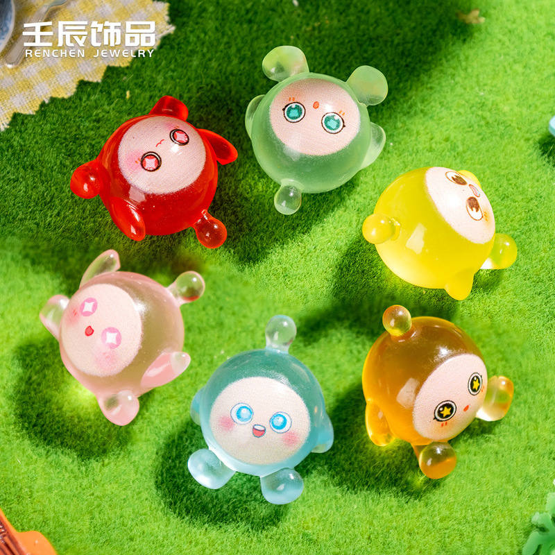 微景观创意网红夜光圆滚滚蛋仔 diy树脂工艺装饰品配件车载小摆件|undefined