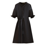 62410清仓特价120-350斤大码胖mm收腰显瘦木耳边裙2024连衣裙，商品下架区，变形策服饰