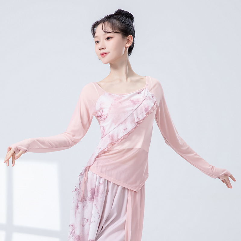 古典的なダンスのズボンの女性2025の新型の水墨画の仙気のダンスのズボンの中国のダンスの練習は身の韻の広い足のスカートのズボンを着ます。|undefined