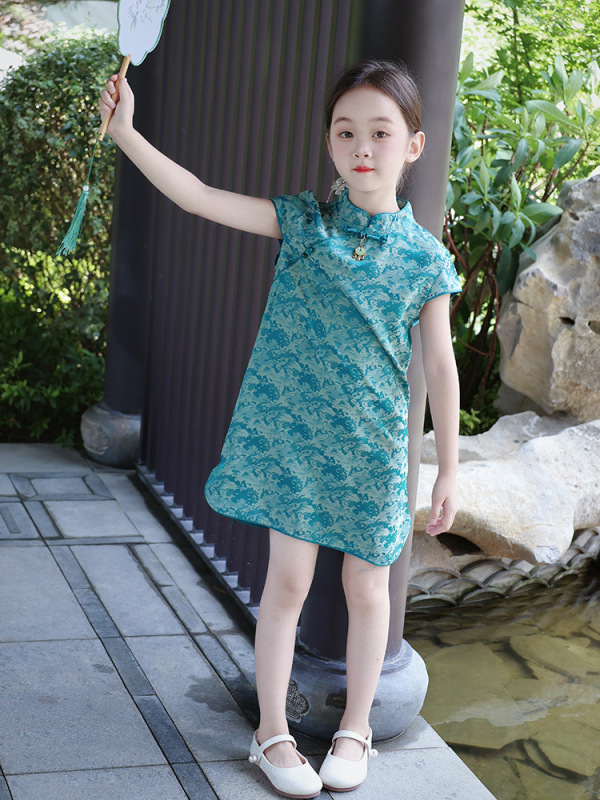 女の子改良チャイナドレス漢服夏子供スカート新中国風のボタン中国風の小さな女の子のドレス唐装|undefined