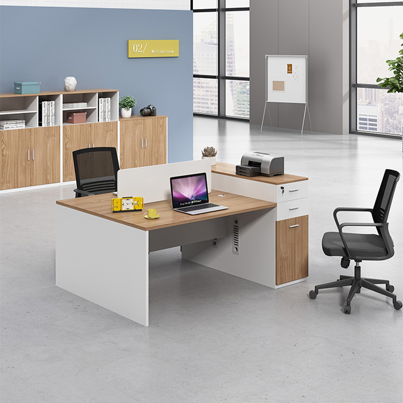 Desk Double Screen Card Slot Workbench Financial Table and Chair Combination 2/4 People Simple Computer Office Table and Chair