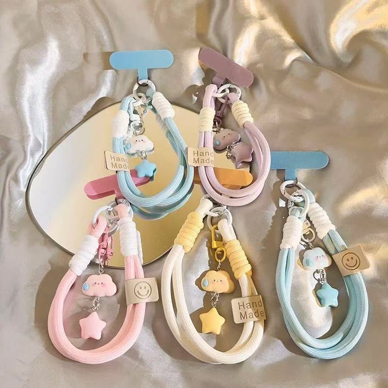 Ins Speechless Cloud Star Phone Lanyard Wrist Strap Short Camera Chain Pendant Keychain Universal Hand Strap