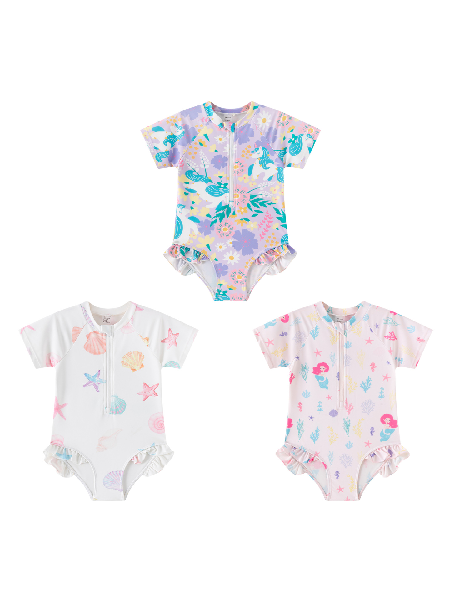 (Wholesale), children's swimwear with zipper girl's, sun protection, 1-3 years 5