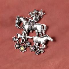 中古ヴィンテージエンジェルホーススターダストブローチレトロハイエンドライトラグジュアリースターホースブローチコサージュアクセサリー