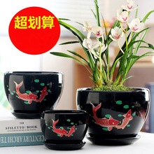 花盆陶瓷清仓带托盘肉肉家用创意个性简约大中小号绿萝多肉盆包邮