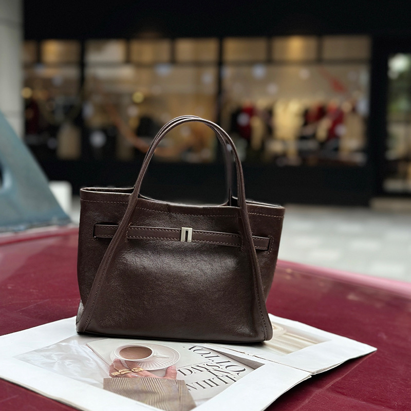 Niche Tote Bag 2026 New Arrival Top Grain Cowhide Leather Handbag Basket Bag Crossbody Bag Luxury Genuine Leather Small Bag - Thumbnail 6