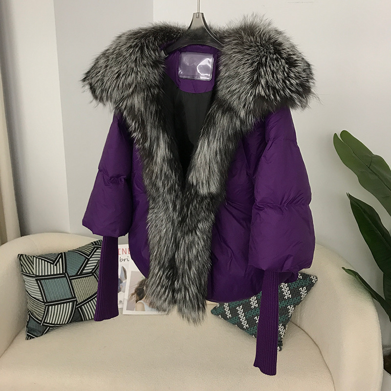 Women's Down Jacket With White Duck Down And Fur Short Coat_voghion.com