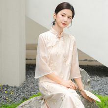 卿淑斋夏季新款2025新中式国风连衣裙改良旗袍高级感禅服复古长裙