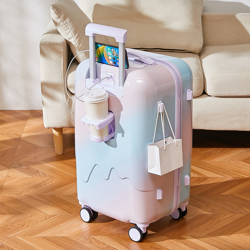 [Fábrica de selección estricta] maleta de alto valor nominal Gradiente de palanca de tracción maleta de viaje ligera y duradera de 20 pulgadas