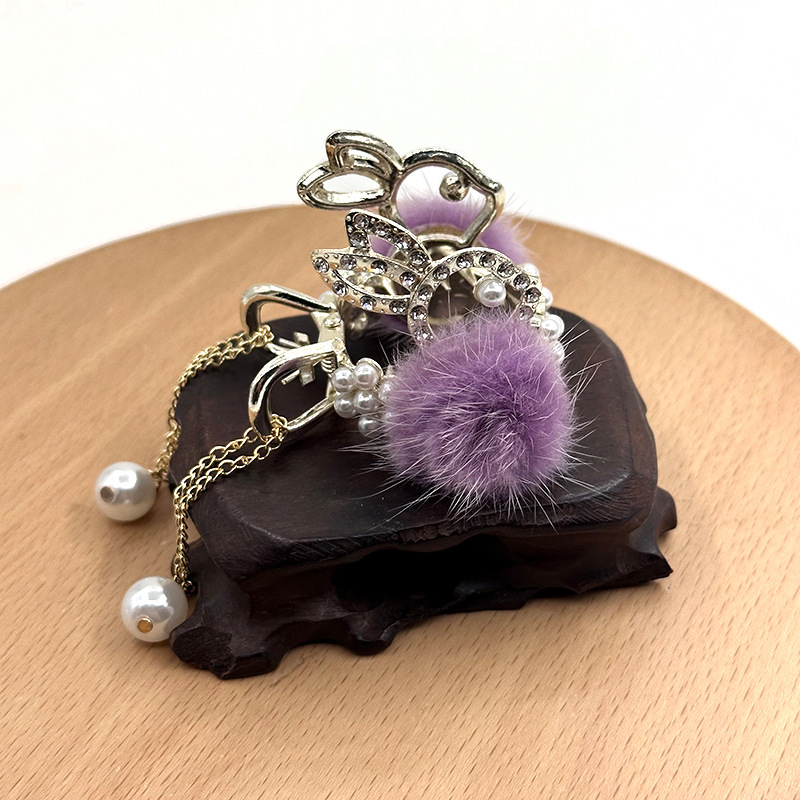 작은 토끼 합금 포니테일 클립 [보라색]