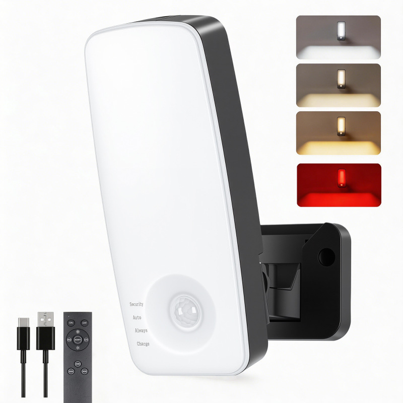 New Cross-Border Rechargeable Model Rip Motion Sensor Wall Light with Remote Control for Dimming and Color Adjustment, Suitable for Entrance, Garage, and Outdoor Flood Lighting