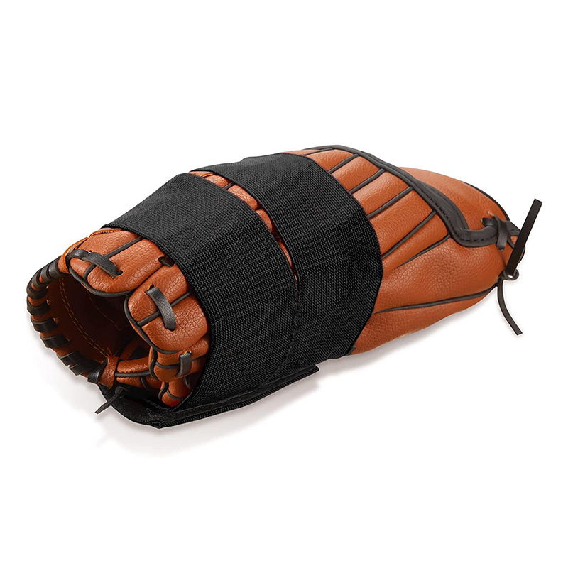 Suministro transfronterizo de guantes de béisbol negro correa de velcro elástico correa elástica agujero abierto guantes envueltos béisbol