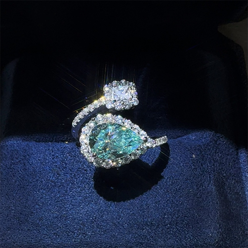 Yashil 2 karat moissanite halqasi ayollar uchun - VVS1