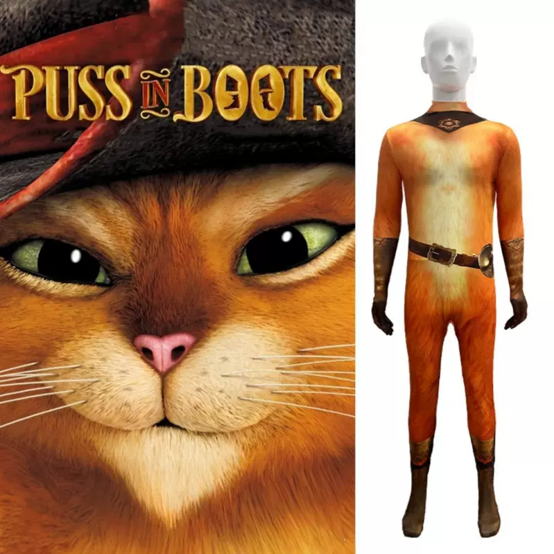 穿靴子的猫2 儿童cos服装 Puss in Boots猫大侠全套舞台演出服装