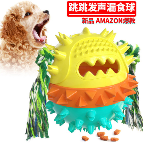New Amazon Pet Puppy Teething Stick Sound Dog Toy Squeaky Food Ball Pet Supplies
