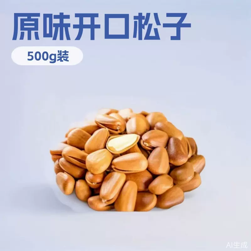 新货原味东北开口松子500g批发手剥红松坚果年货新鲜仁开口松子