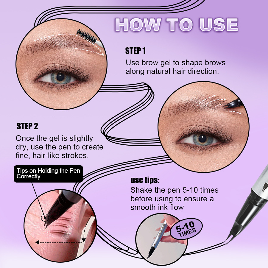 PAGE VINE maquillaje impermeable a prueba de sudor, lápiz de cejas duradero de alta calidad, cepillo de cera de cejas, comercio exterior image 3