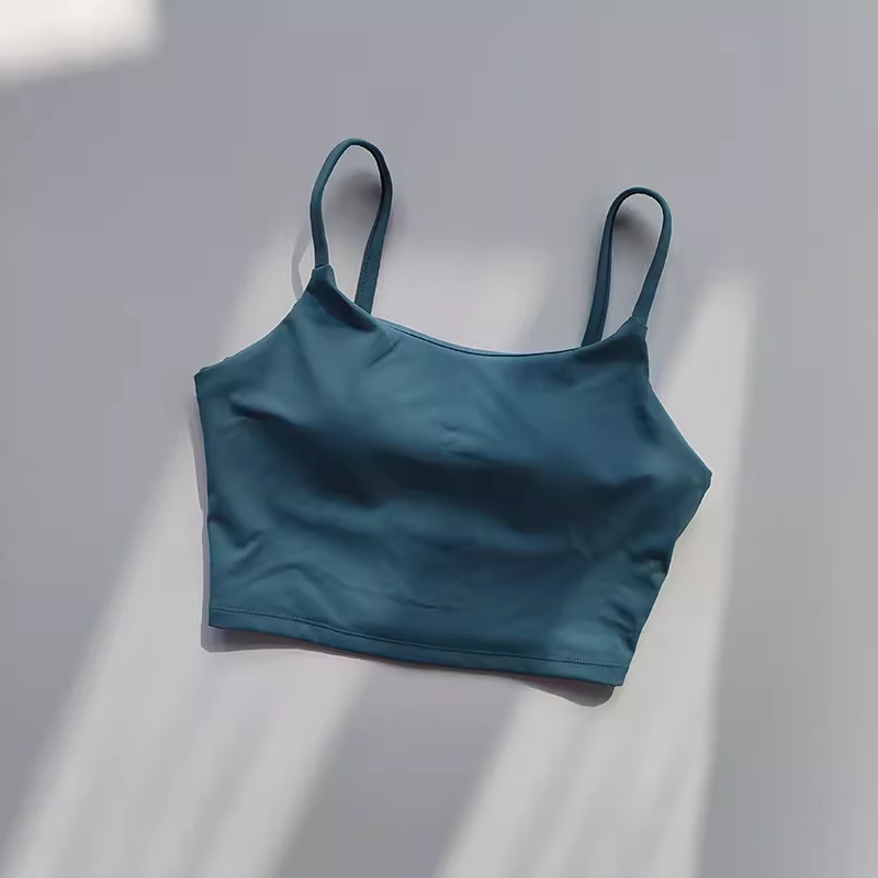 夏薄型スポーツキャミソール女性の胸パッドオールインワン美しい背中ヌードスポーツ下着耐衝撃フィットネスベスト|undefined