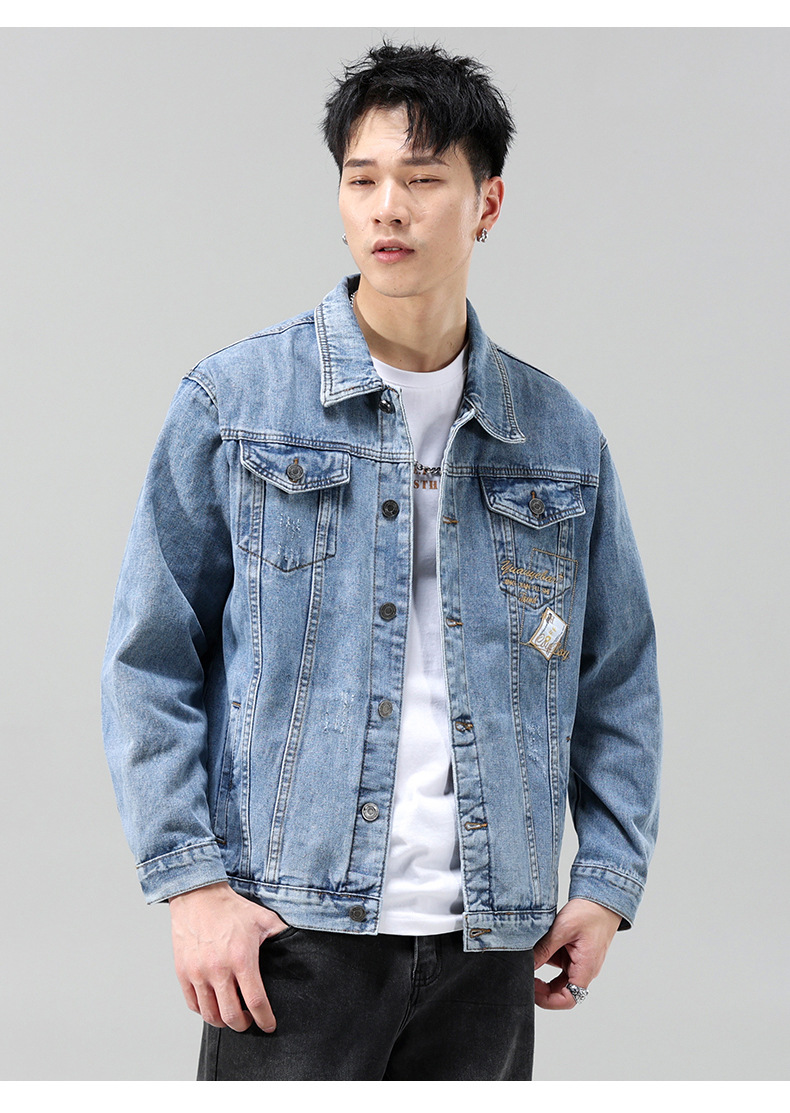 Men's Denim Jacket For Men Korean Style Trendy Workwear Spring_voghion.com