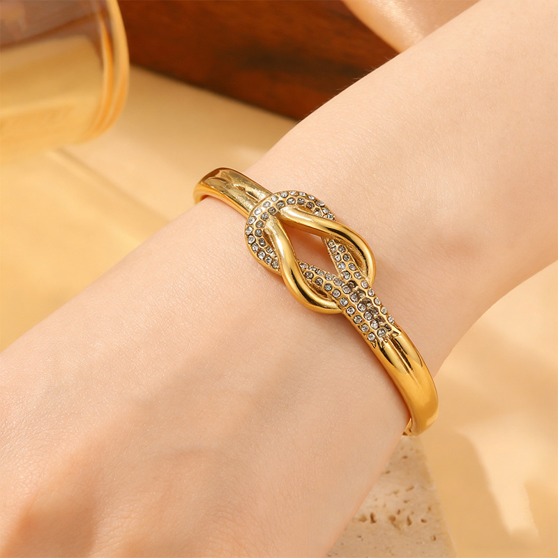 Brazalete de acero de titanio de moda europea y americana para chicas 18k oro no decolor joyas de acero de titanio joyas image 7