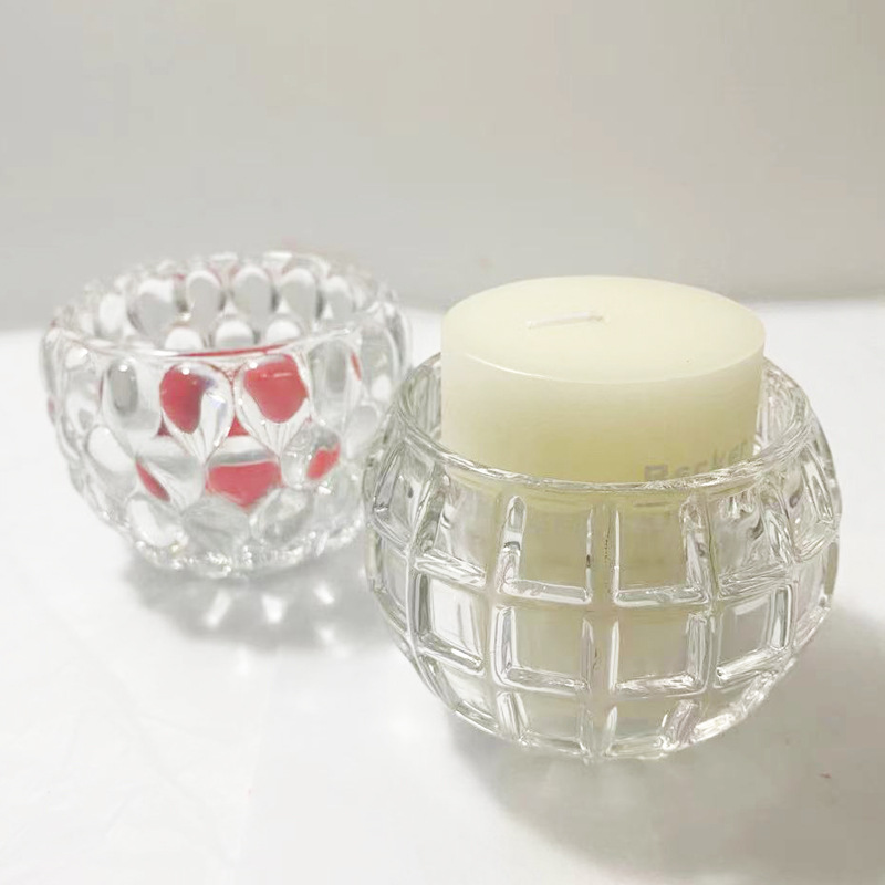 circular Glass candle holder Home candle holder Wedding celebration wedding transparent Glass jar Photography props Small ornaments
