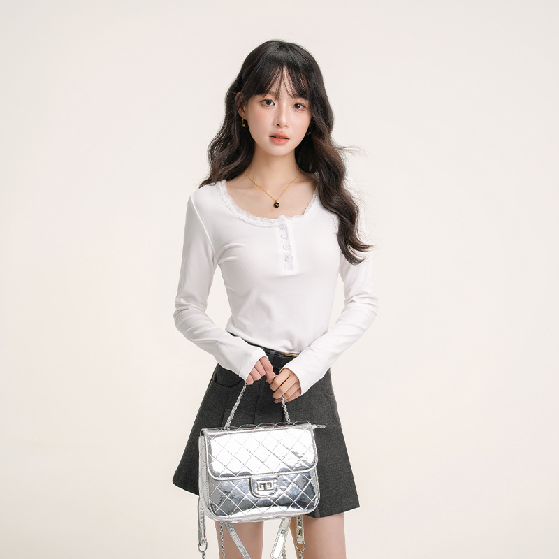 Jiyou half-open collar pure lust style lace bottoming shirt for…