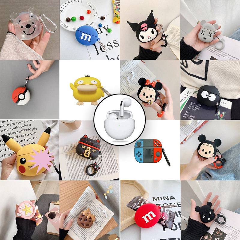 Suitable for Dishini F9 five-generation i63 Bluetooth headphone set Lenovo HT38 pro6 silicone J6 protective cover cartoon p1