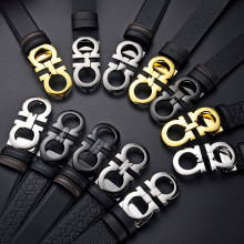 新款男士皮带真皮8字扣男牛皮平滑商务裤腰带男高档耐用平滑扣