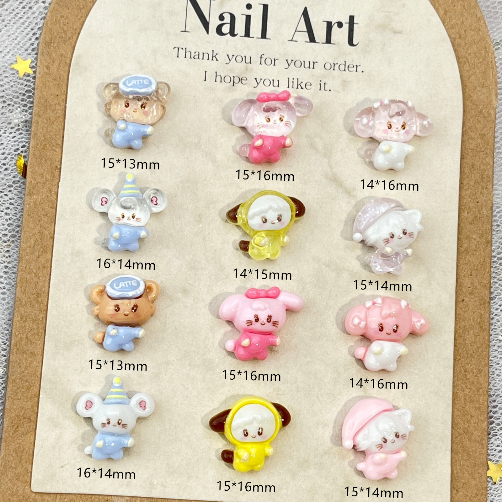 새로운 Mikko 시리즈 만화 네일 아트 액세서리 아이스 씬 플래시 스테레오 고양이 수지 다이아몬드 DIY 웨어 갑옷 액세서리