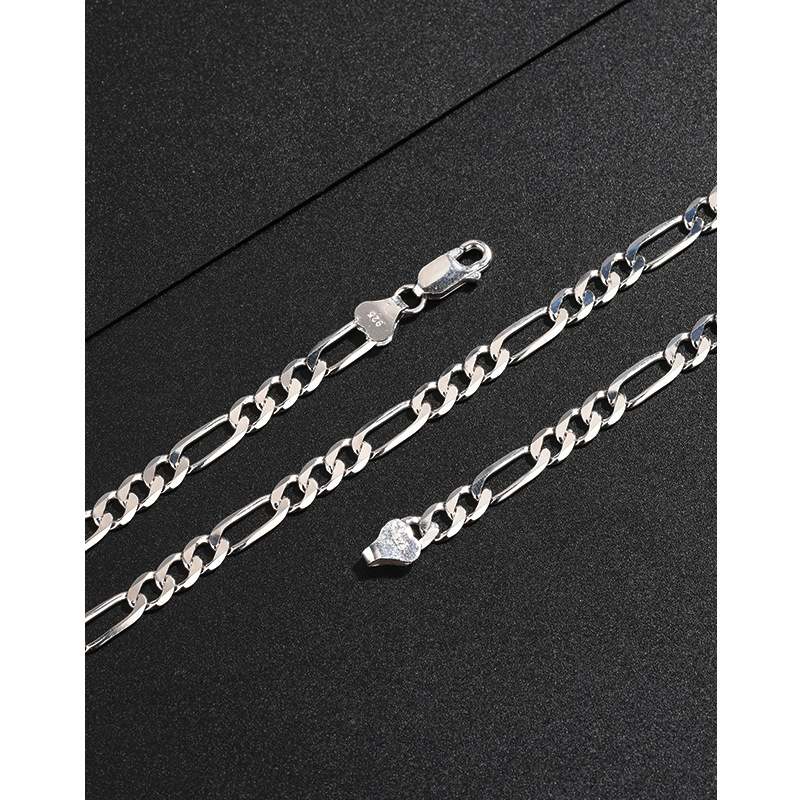 925 plata esterlina 5mm collar de cadenas de hippie para hombres Europa y América joyería de plata procesamiento personalizado Figaro cadena de plata para niños