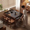 实木岩板伸缩餐桌小户型家用2026年新款桌子现代简约中古折叠饭桌|ru