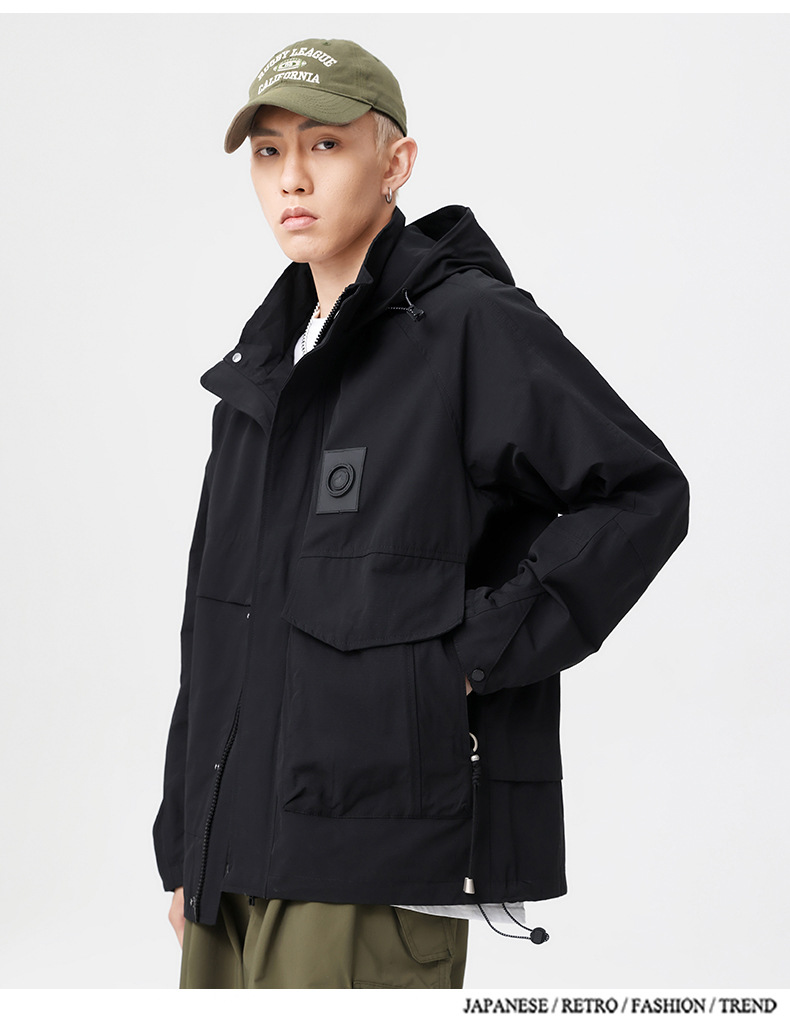 Giacca con cappuccio da uomo stile americano autunno primavera_voghion.com