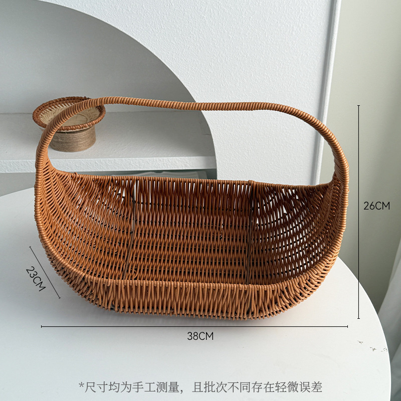 上锦 中秋节法式花果篮仿藤编织花篮diy鲜花束水果篮节日礼品篮|undefined