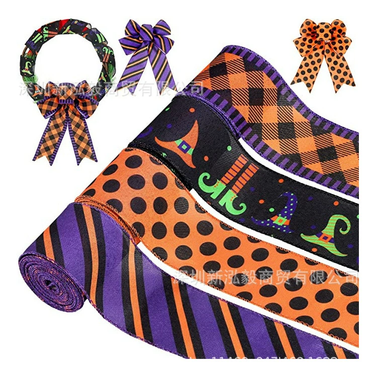 [Прямые продажи с фабрики] Hongyi лента печать паутина Тыква Лампа Череп Призрак Хэллоуин лента