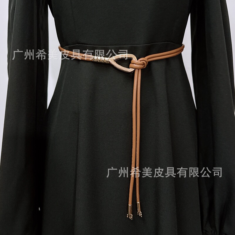 Fashionable and Elegant Small Leather Belt for Waist Decoration, Suitable for Dresses, Coats, and Jackets; Simple and Versatile Knotted Leather Rope Belt Fashionable and Elegant Small Leather Belt for Waist Decoration, Suitable for Dresses, Coats, and Jackets; Simple and Versatile Knotted Leather Rope Belt