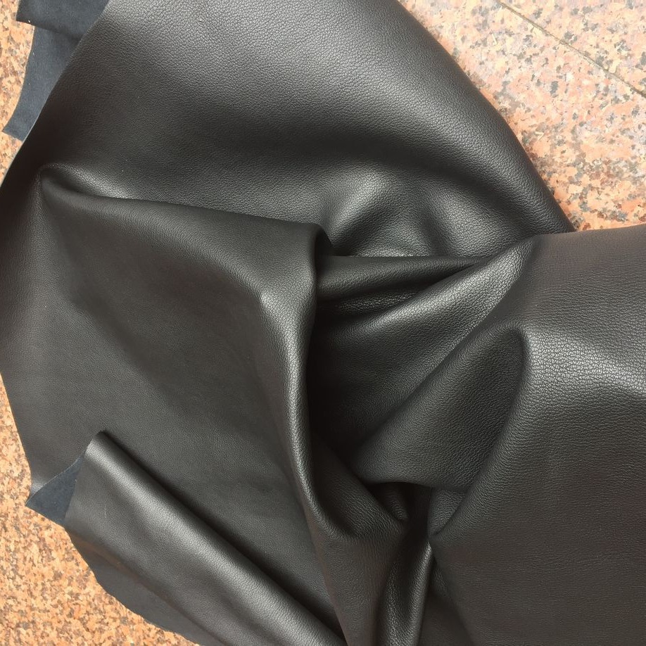 仿头层树皮纹软牛皮 二层牛皮 皮革皮料 牛皮面料 黑色